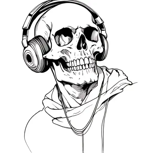Skull Wearing Headphones