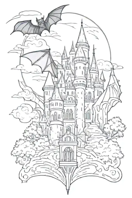 Bat With A Castle Behind
