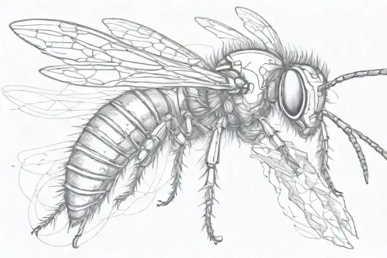 Messy Line Sketch Of Wasp