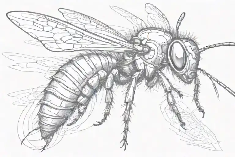 Messy Line Sketch Of Wasp