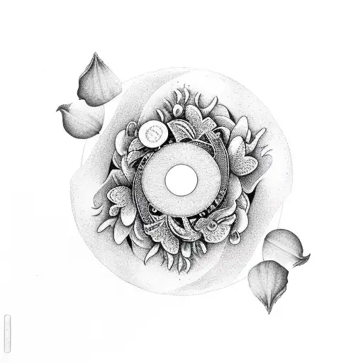 2 Fish Ying Yang With Water Lily And Daisy Wreath