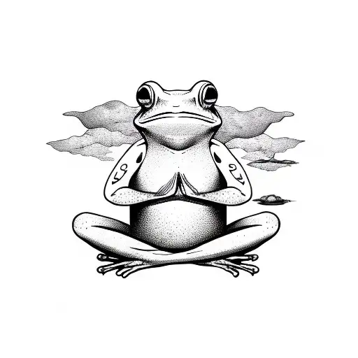 Magical Frog Meditating While Floating