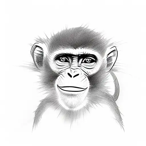 A Sketch-style Tattoo Of A Monkey Riding On Top Of A Speeding Train