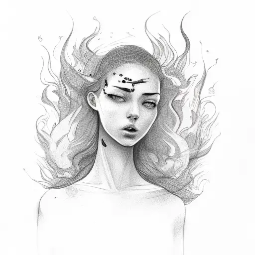 Girl With Head On Fire