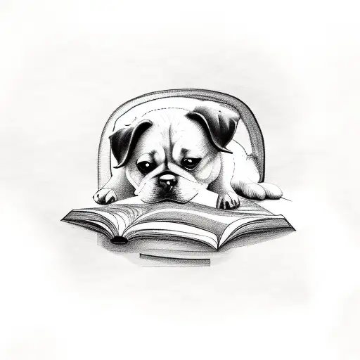 A Dog Curled Up Next To A Cozy Reading Nook With A Cup Of Coffee