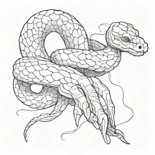 Ink Spill Into Snake Coiled Around Forearm With Ink Spill On Fingerd