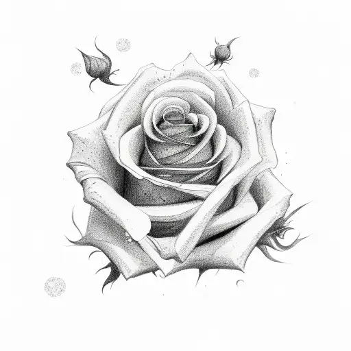 Clouds Behind Rose And Stem