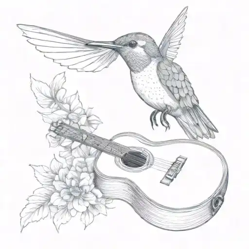 A Hummingbird Perched On A Guitar Neck