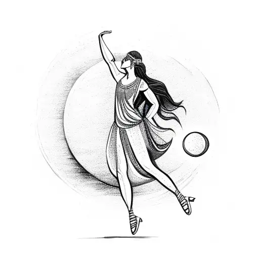 Dancing Greek Goddess With Moon