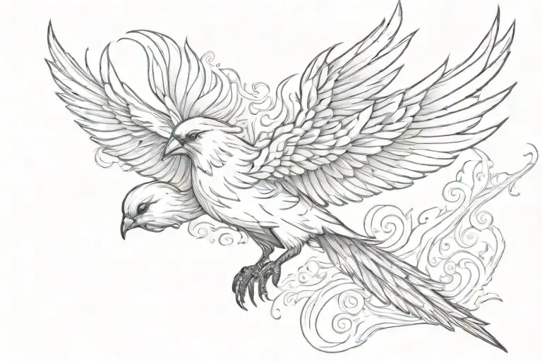 Sparrow Phoenix Rising From Flames