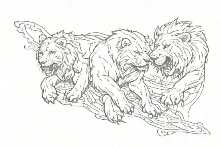 Lion And Bear Playing