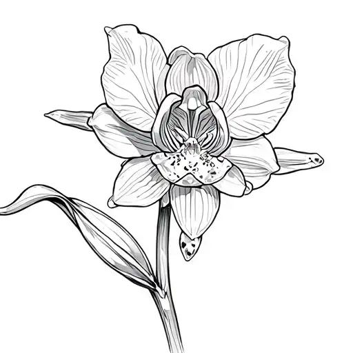 Blooming Orchid Bud With Crystals