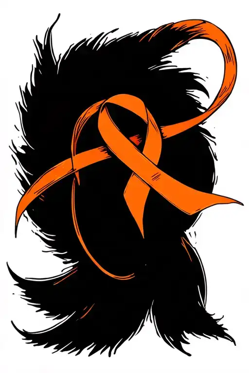 Kidney Cancer Orange Ribbon On A Design Representing Roman Strength