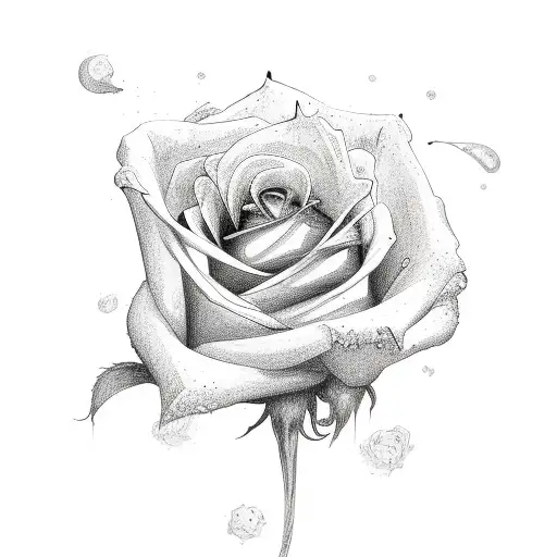 Heavy Clouda With Rose And Stem