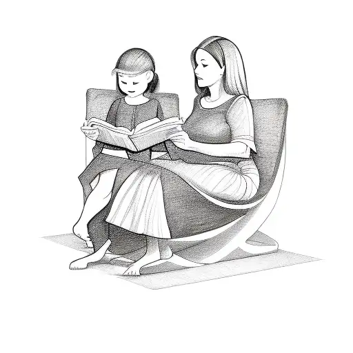 A Sketch Of A Mother Reading A Bedtime Story To Her Children