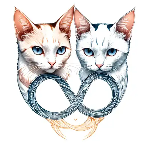 Two Cats Paw Conectes By A Infinite Symbol Made Entirely