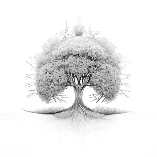 A Sketch-like Illustration Of A Dna Strand Forming The Shape Of A Tree