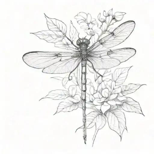 Dragonfly And Touch Me Not Plant