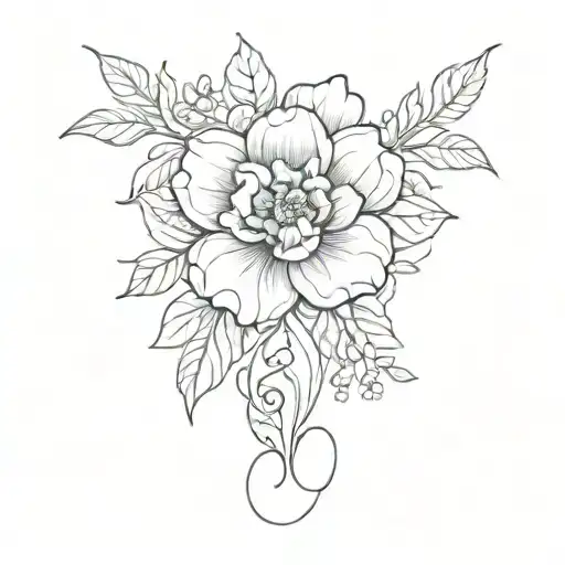 Fineline Flower With A Lettering Harmony