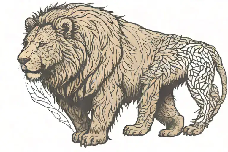 A Brown Bear And A Lion Together Hugging