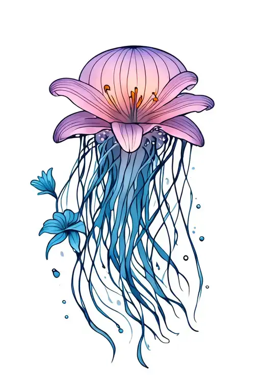 Jellyfish With Lily Flowers