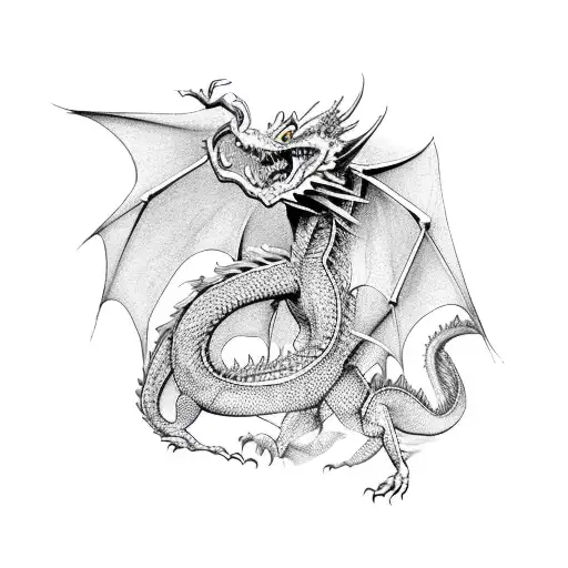 An Elegant Dragon Entwined With Computer Code