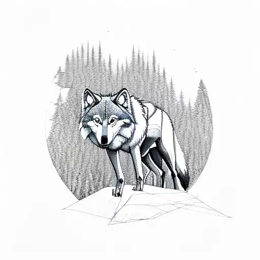 Wolf Inside A Forest