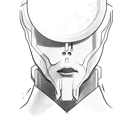 A Faceless Suited Man With A Broken Halo Who Has Two Little Demons On His Shoulders