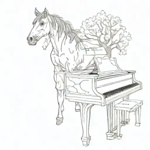 Oak Tree Piano Keys And A Horse