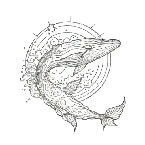 Whale The Sea Surronded The Sun And The Moon