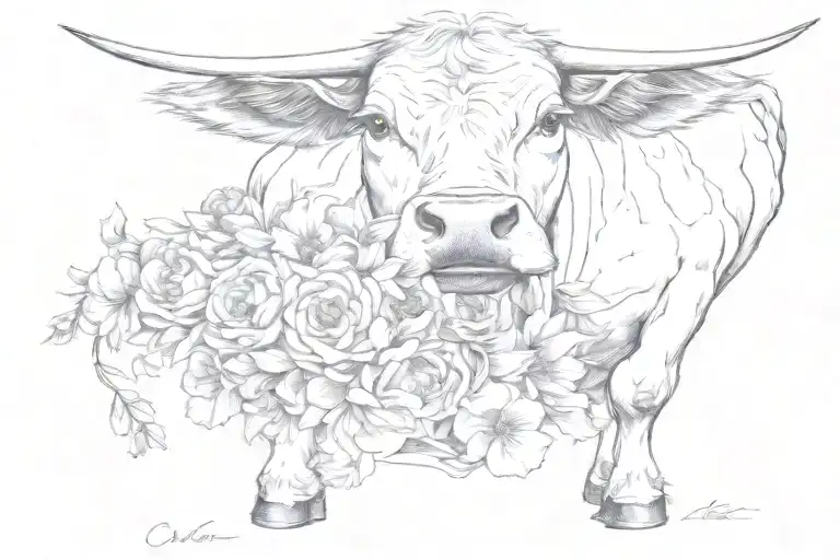 Cow And Flowers