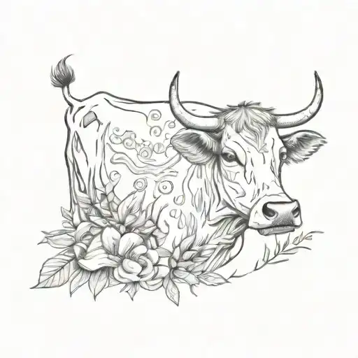 Cow And Flowers