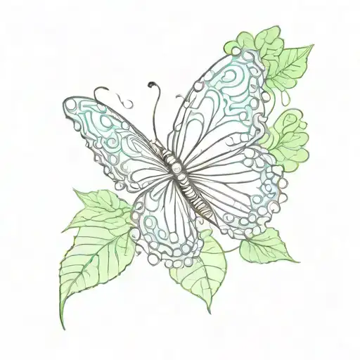 Mandala Butterfly On Semi Colon Mint Leaf And Clover
