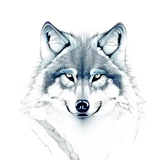 A Sketch-style She Wolf With Flowing Lines And Minimal Details