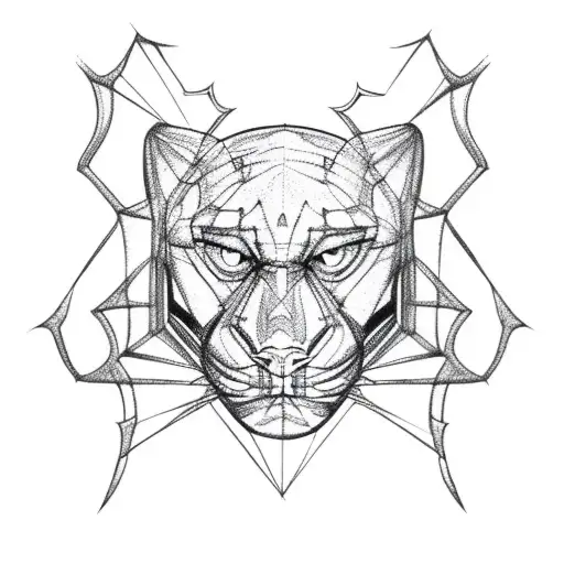 Panther Outline And Spider