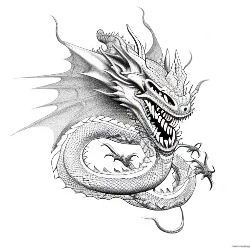 Dragon With A Snake In Its Mouth