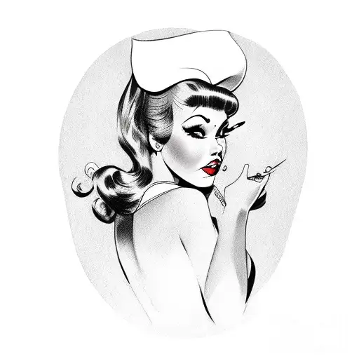 Pin Up Girl With A 60'S Theme Sleeve With Background