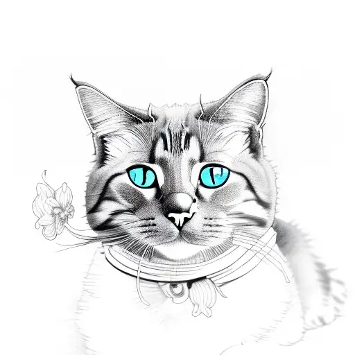 Whole Cat With Iris Flowers