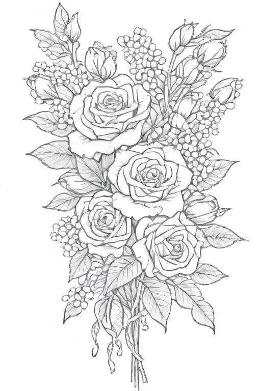 Rose And Lilac Bouquet With Bleeding Hearts