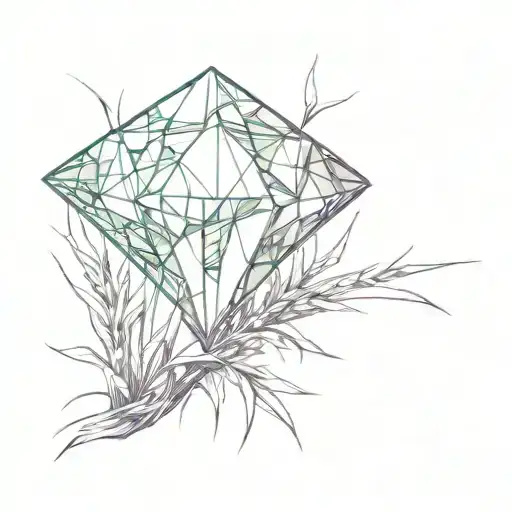 A Single Blade Of Grass With A Large Diamond Balanced On Top