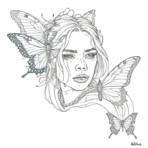 Butterfly And Inside It Is Her Face Billie Eilish With Lyrics From The Song Ocean Eyes