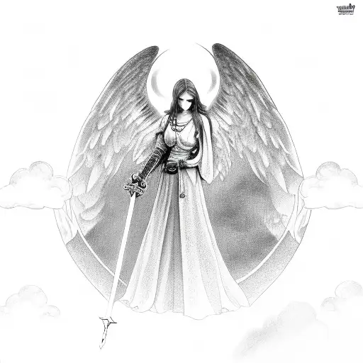 Angel With Clouds And Sword