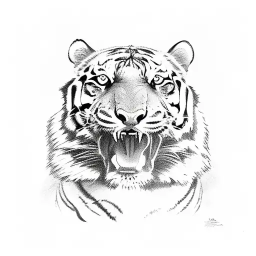 A Tiger And Dragon Face-off In A Sketch Style