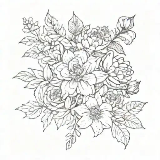 Family Birth Flower Feb Aug Sept Dec Bouquet