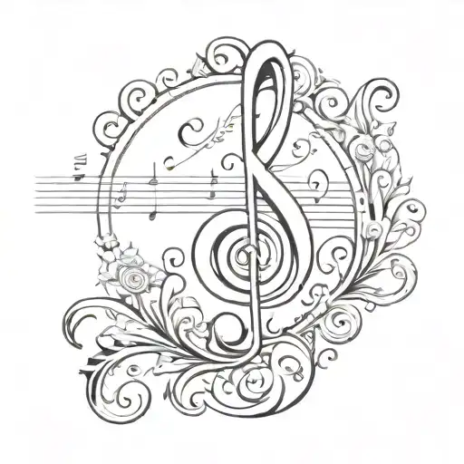 Music Note With Arabe Ornement And Baroque Style