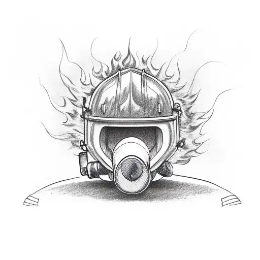 A Motorcycle Engulfed In Flames With A Firefighter Helmet Resting On It