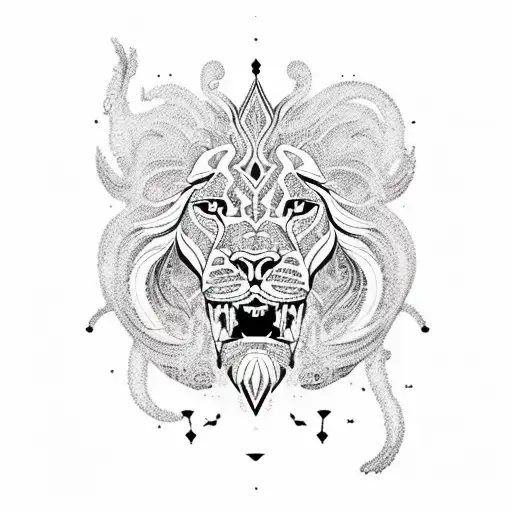 Pollynesian Full Sleeve With Psychedelic Lion Face