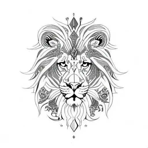 Pollynesian Full Sleeve With Psychedelic Lion Face