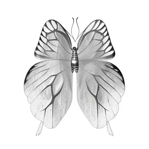 Butterfly Wings One Half Is Made Of Crystal