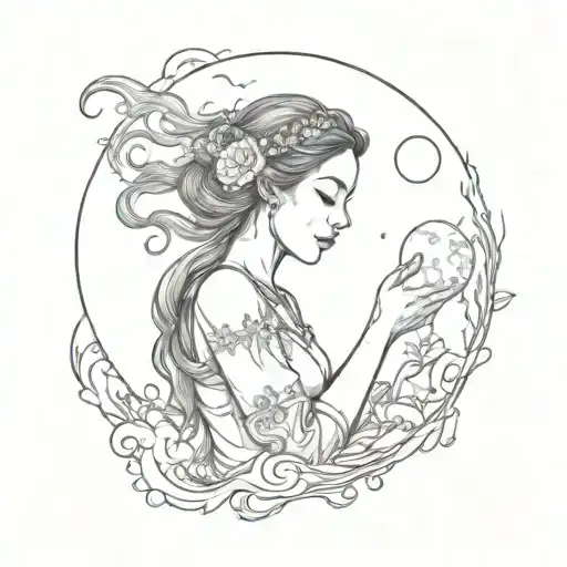 Moon And Woman Holding